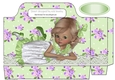 Pretty girl in purple floral lace tote gift bag
