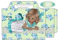 Pretty girl in turq floral lace tote gift bag