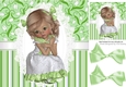 Sweet innocence girl on lace green floral/stripe 8x8 card front