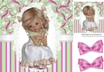 Sweet innocence girl on lace pink floral/stripe 8x8 card front