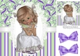 Sweet innocence girl on lace purple floral/stripe 8x8 card front