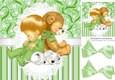 Cute little baby, teddy bear and dalmation green stripe 8x8