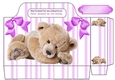 Gorgeous cuddly teddy lilac stripe tote gift bag