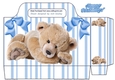 Gorgeous cuddly teddy blue stripe tote gift bag