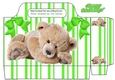 Gorgeous cuddly teddy green stripe tote gift bag