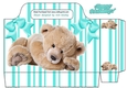Gorgeous cuddly teddy turq stripe tote gift bag