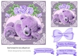 cute teddy with lilac roses bow in a wooden frame 7x7