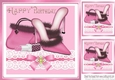 pink shoes/handbag/and lippy on lace bow 8x8