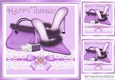 purple shoes/handbag/and lippy on lace bow 8x8