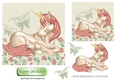 Fantasy peach unicorn with butterflies and flowers 7x7