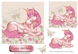 Fantasy pink unicorn with butterflies and flowers 7x7
