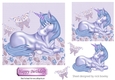 Fantasy blue unicorn with butterflies and flowers 7x7