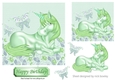 Fantasy green unicorn with butterflies and flowers 7x7