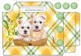 cute westies in a basket with yellow tartan and flowers tote gift bag