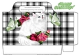 Pretty white persian cat with pink roses/butterfies tote gift bag