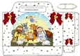 Lovely nativity scene with red bows and stars tote gift bag