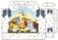 Lovely nativity scene with blue bows and stars tote gift bag