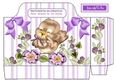 little bird with flowers and purple bows tote gift bag