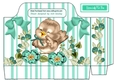 little bird with flowers and turq bows tote gift bag