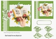 Pretty vintage flowers with book with green bows and lace 7x7