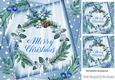 Pretty chtistmas card front (blue) 8x8