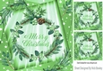 Pretty chtistmas card front (green) 8x8