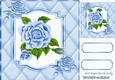 Pretty Blue Rose in quilt frame 8x8 with diamonds