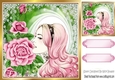Pretty lady with pink roses 8x8