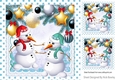 Pair of jolly snowmen in a bauble frame with turq dot frame 8x8