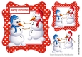 Pair of happy snowmen in red dot frame 7x7