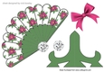 Lovely pink Poinsettia Fan with bow & stand