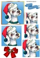 Lovely little dog in santa hat pyramids