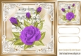 pretty purple roses on music in ornate frame 8x8