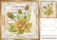 pretty gold roses on music in ornate frame 8x8
