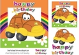 Love toony orange car with rainbow 7x7