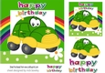 lovely toony green car with rainbow 7x7