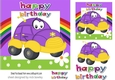 lovely toony purple car with rainbow 7x7