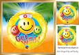 Lovely smilie faces balloons get well with palms 8x8