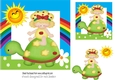Little girl with her tortoise in rainbow frame 7x7