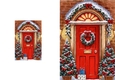 Pretty red front door, with wreath and snow folded A5 card