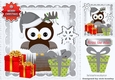 Cute owl in snow grey stars with presents 8x8 frame 