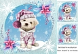 Cute westie in pink with snow 8x8 card front