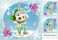 Cute westie in green with snow 8x8 card front