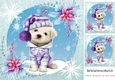 Cute westie in purple with snow 8x8 card front