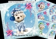 4 Cute westies with snow pink flowers 8x8 card front mini kits