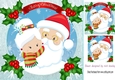 Mr & Mrs Claus with holly and snow 8x8