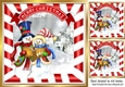 Snowman family in snow scene singing 8x8 card front