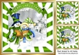 Lovely Snowmen family in snow scene singing 8x8 (green)