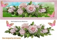 Pretty border of pink roses with butterflies DL