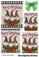 Three cheeky christmas gnomes with poinsettias pyramids